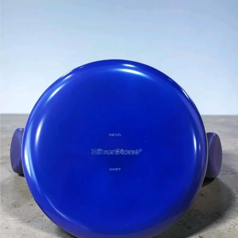 SilverStone Ceramic Aluminum Stockpot 6 Qt Blue Covered Dutch Oven Pot New
